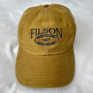Filson Tin Cloth Embroidered Logo Cap Dark Tan, Large.
